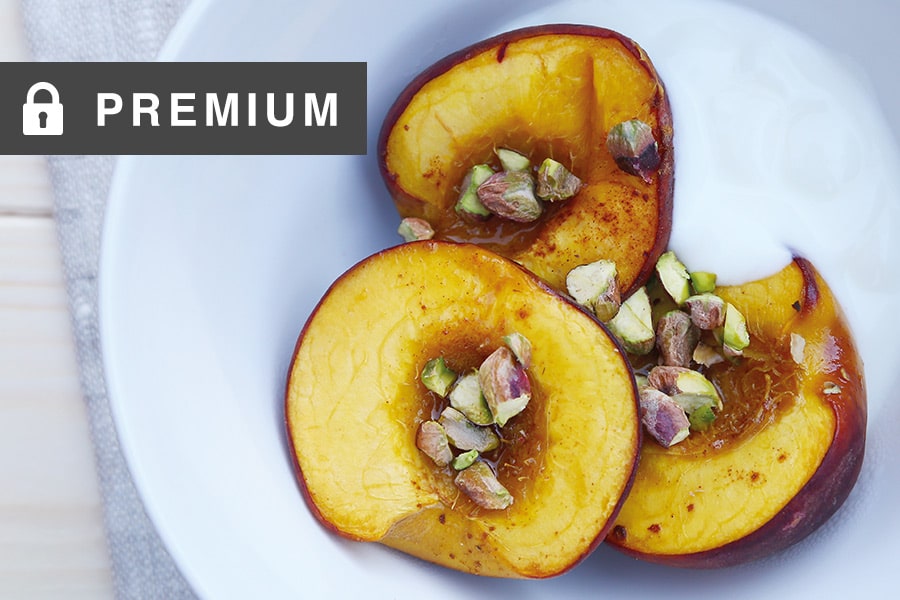 Maple Roasted Peaches with Pistachio