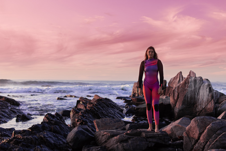 Surfing At Sunrise Swimsuit, Pink Combo