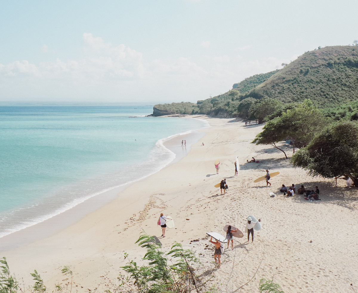 The beach at the surf & yoga retreat in Lombok