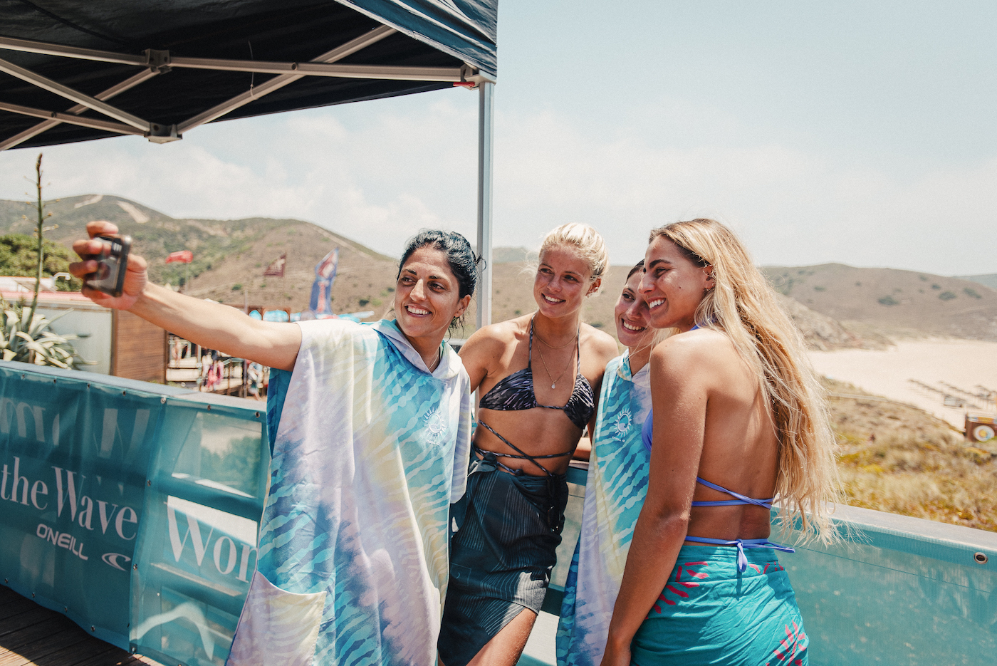 Women surfing in Portugal