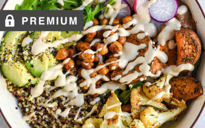 Quinoa & Roasted Veggie Salad Bowl with Tahini Dressing