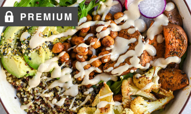 Quinoa & Roasted Veggie Salad Bowl with Tahini Dressing