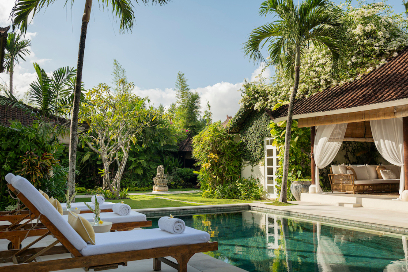 The pool and outside area at Goddess Retreats