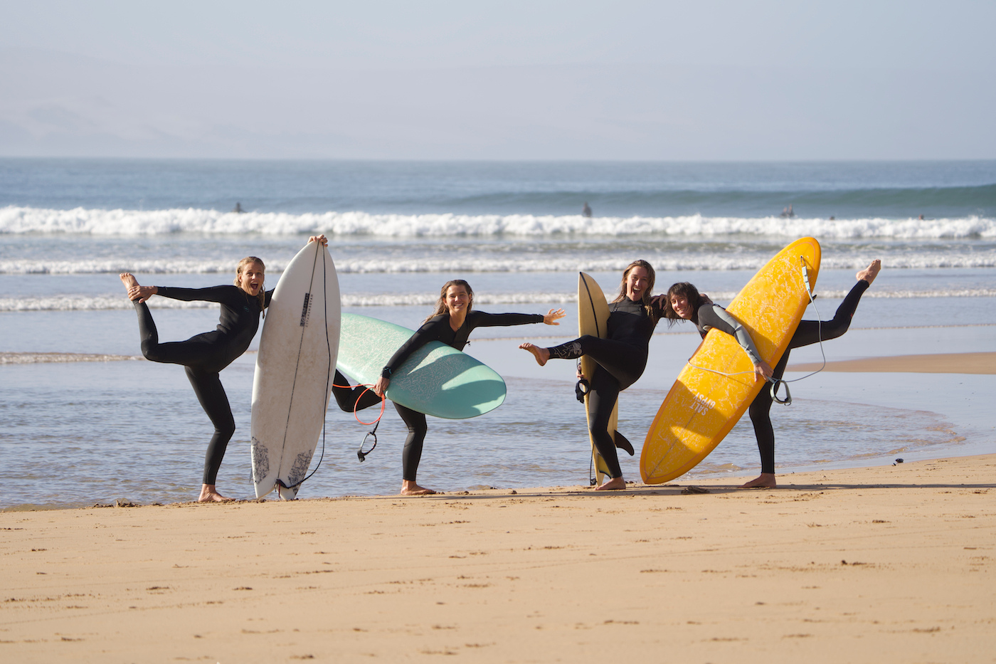 Four girls at the Morocco Surf with Amigas Retreat
